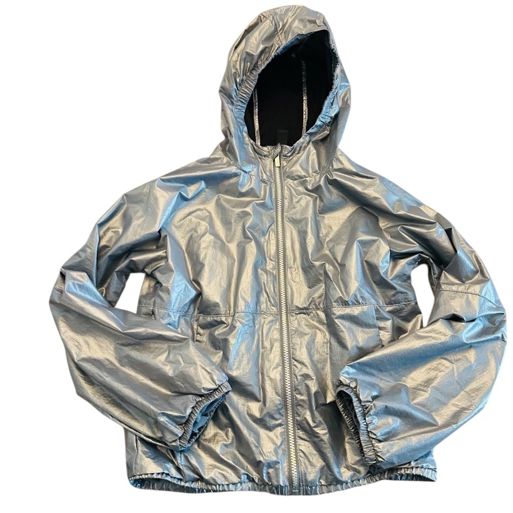 All In Motion Metallic Blue Holographic Windbreaker Jacket Girls XL 16 - Picture 4 of 16